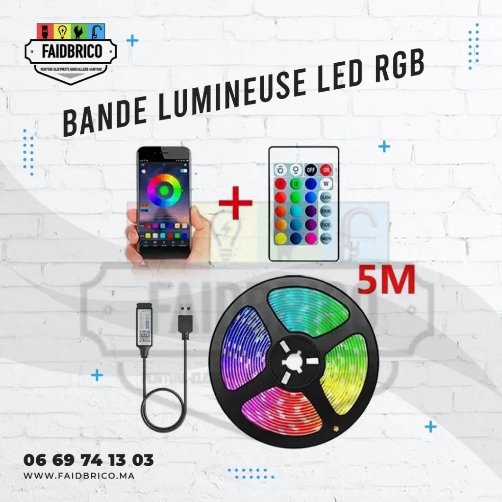 BANDE LED 5M USB BLUETHOOT POST.webp