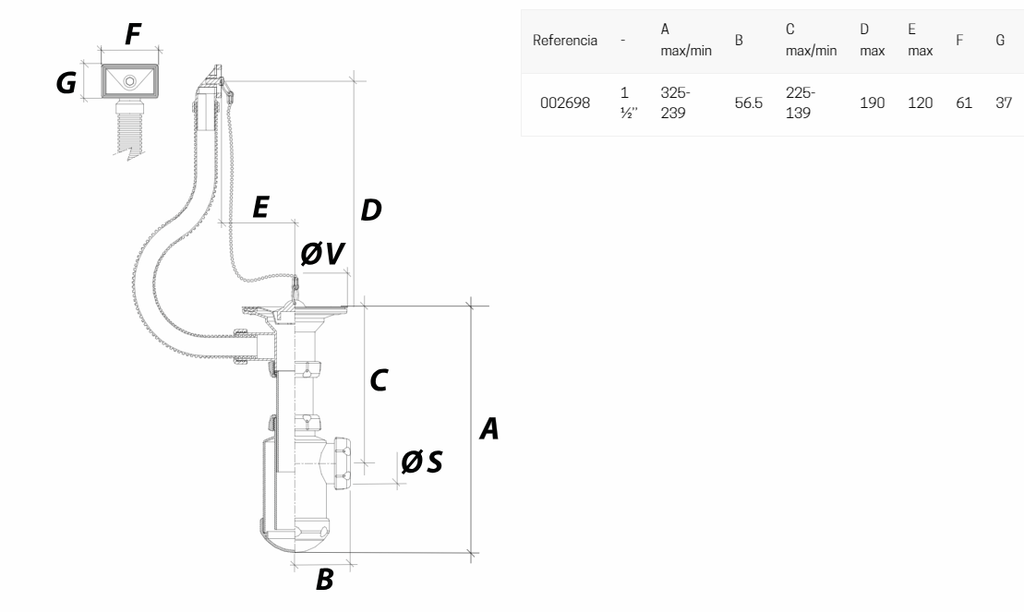 SIPHON SIMPLE 11/2 ATP AB GM JIMTEN