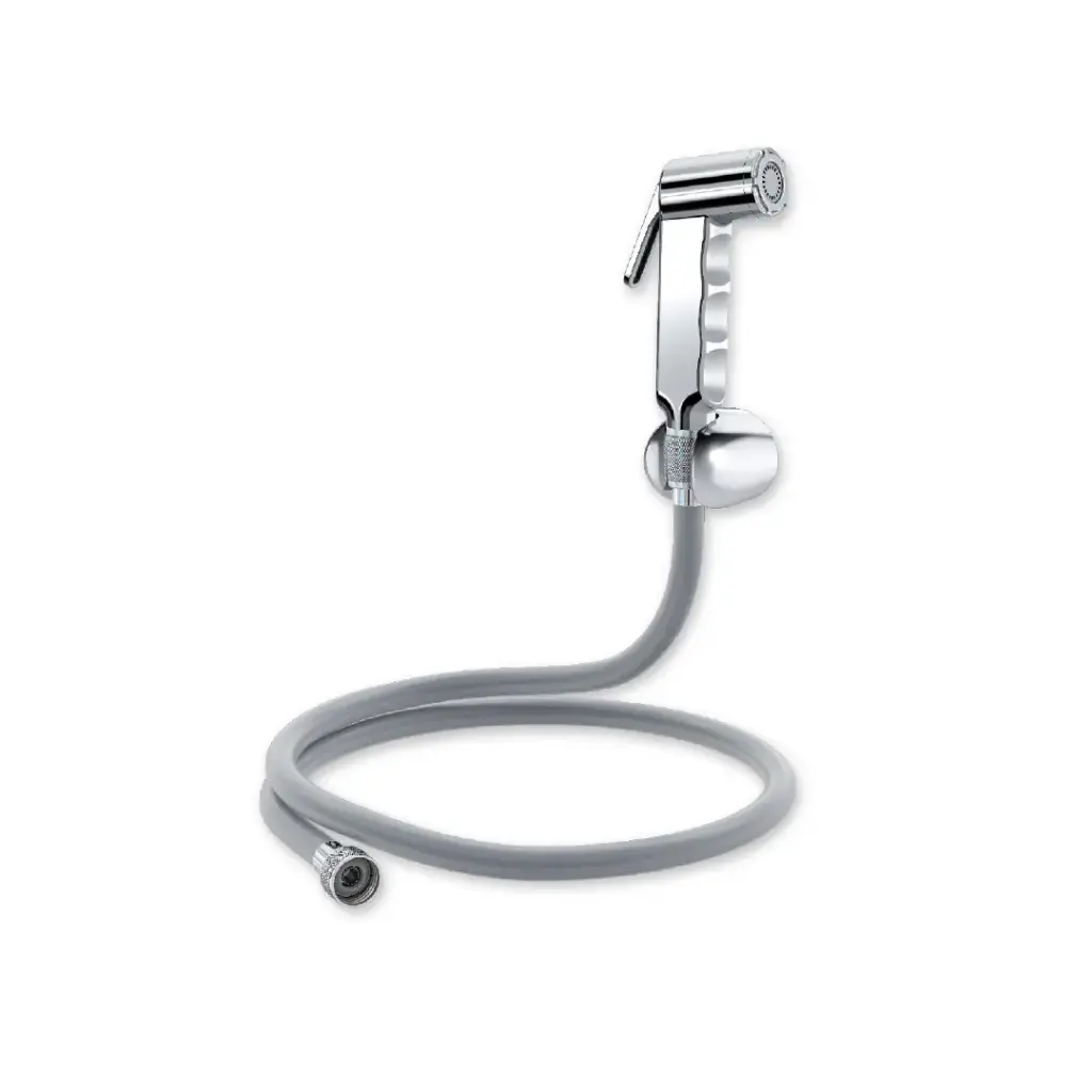 Douchette pour toilette avec flexible en ABS chrome et gris Valtemo