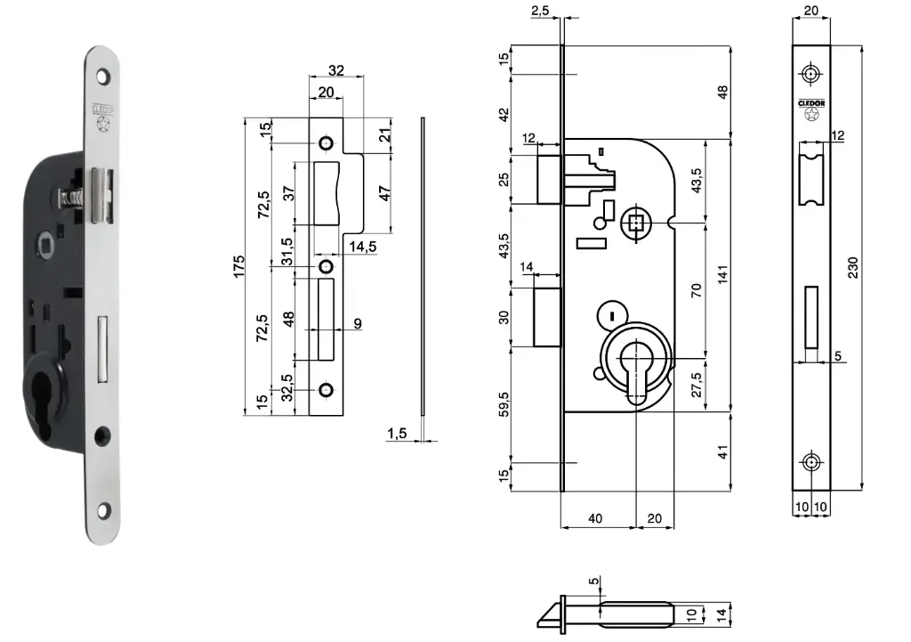 SERRURE PORTE BOIS C24 CLEDOR