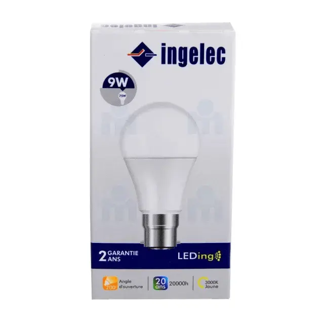 AMPOULE B22 LED 9W JAUNE INGELEC