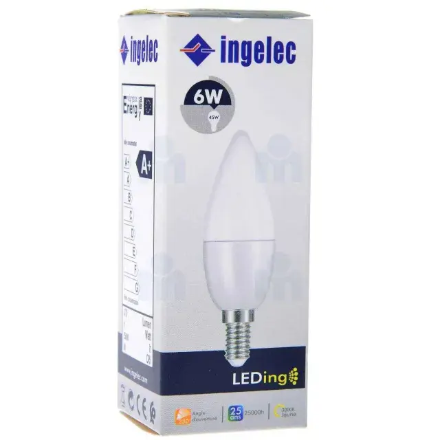 AMPOULE E14 LED 6W JAUNE INGELEC