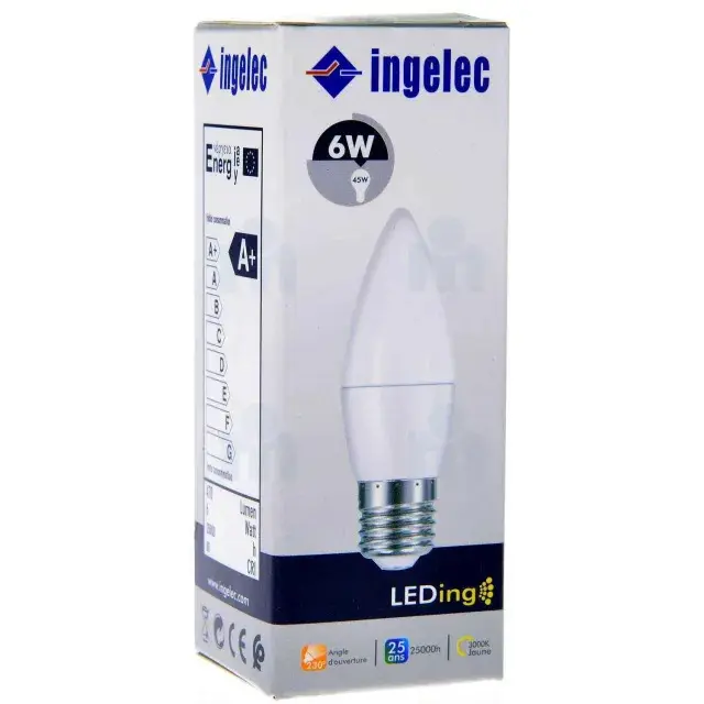 AMPOULE E27 LED 6W JAUNE INGELEC