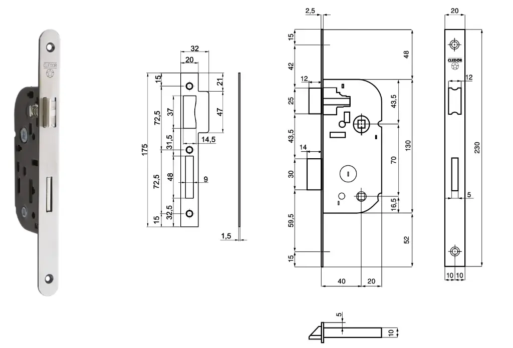 SERRURE PORTE BOIS C23 CLEDOR