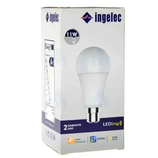 [ELEALB2211JI] AMPOULE B22 LED 11W JAUNE INGELEC