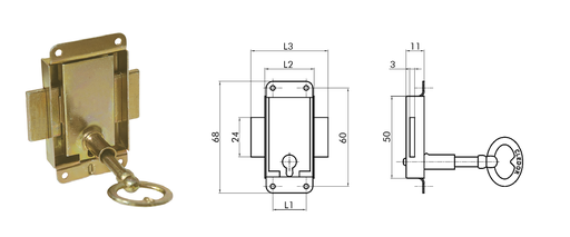 [QUIS007] SERRURE MEUBLE CLE LONG CLEDOR GM